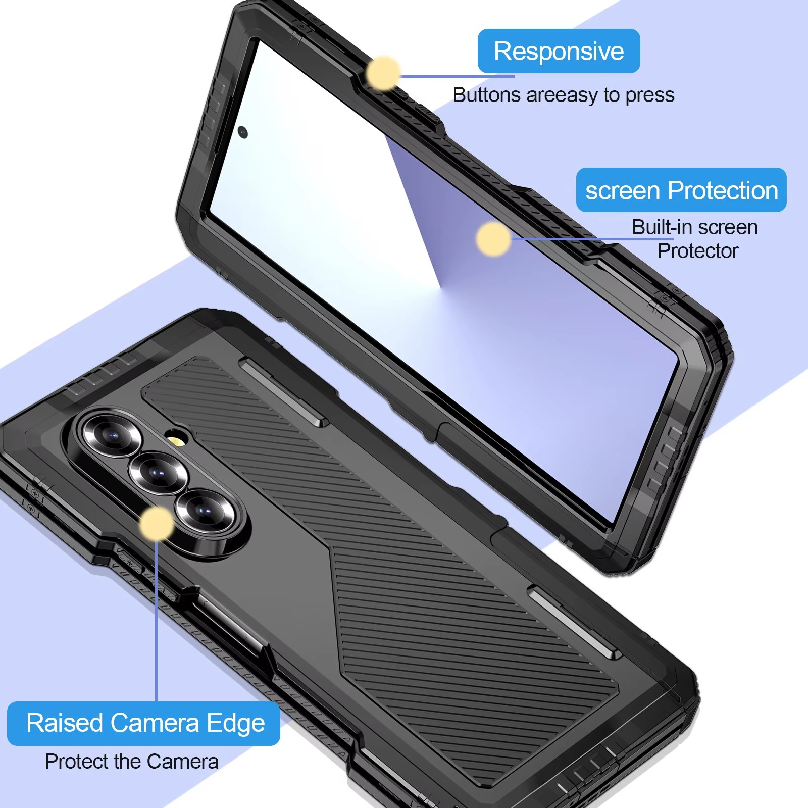حافظة لهاتف سامسونج Z Fold 7 6 - مراجعة Heavy Duty 360 Full Body Protective Case وسعره
