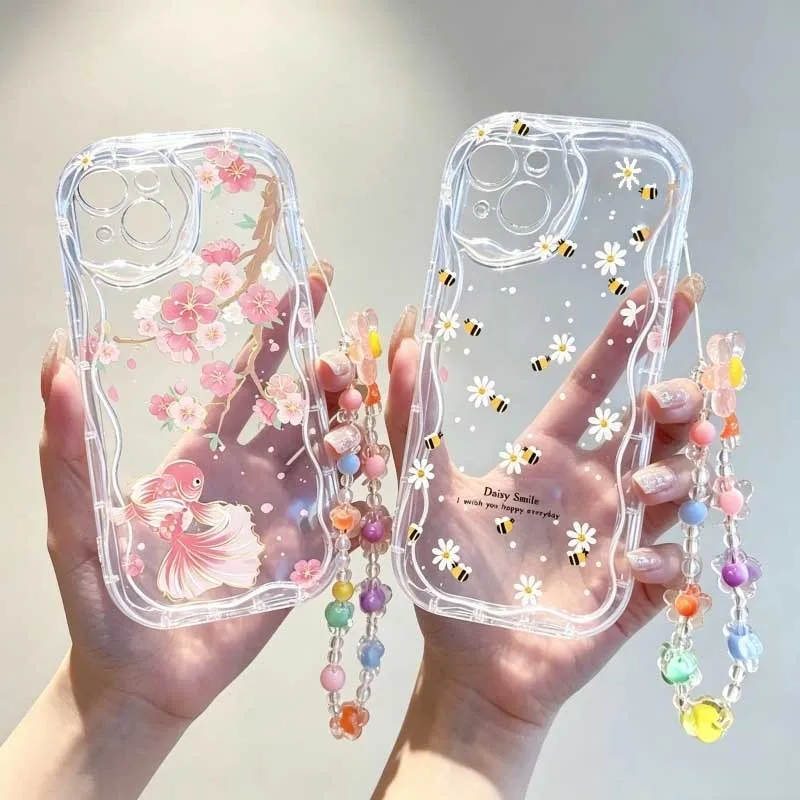 حافظة معصم بتصميم نحلة زهرة وا - مراجعة Cute Cartoon Wrist Strap Silicone Case وسعره